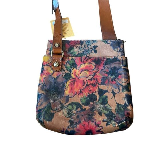 NWT PATRICIA NASH Stipes Sling Summer Drawing Leather Crossbody Bag Floral - Picture 2 of 8